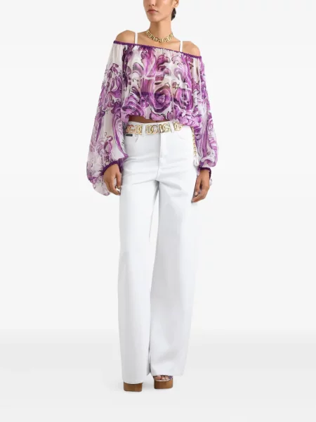 Bluză Dolce & Gabbana de mătase cu imagine alb