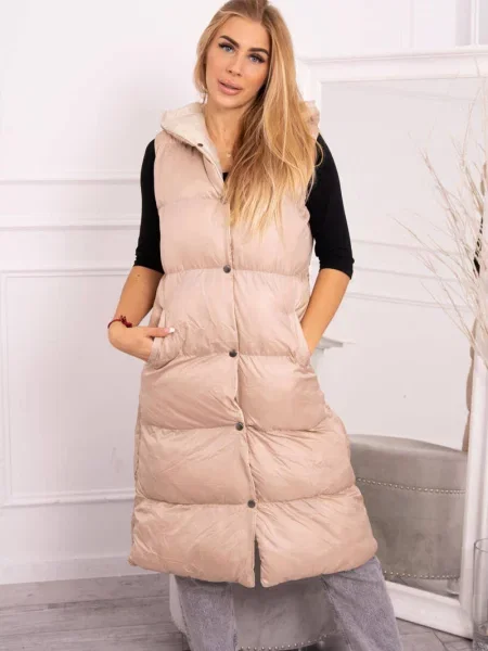 Kamizelka Kesi z kapturem beżowa