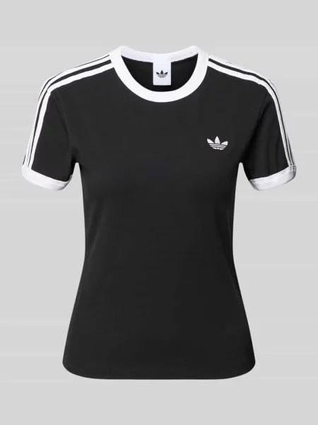 T-shirt o kroju slim fit z mieszanki bawełny Adidas Originals czarna