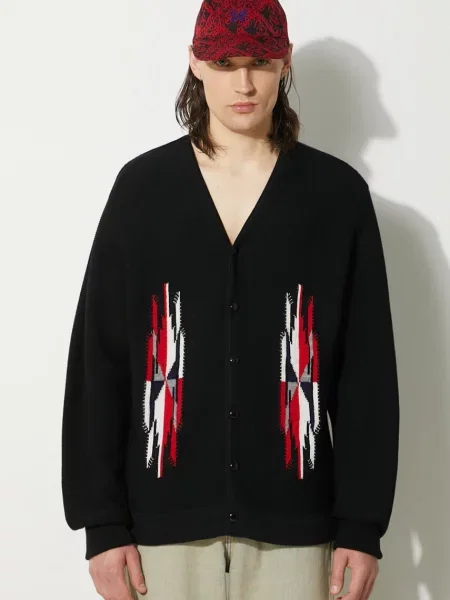Needles cardigan din lana V Neck negru