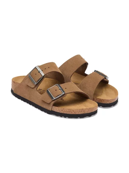 Birkenstock чехли дамски от велур Arizona Suede Leather кафяво