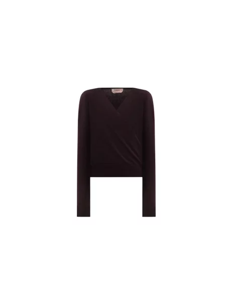Dzianinowy sweter Twinset brązowy