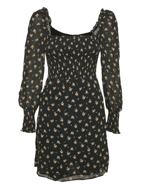 Rochie Maje cu model floral de costum negru