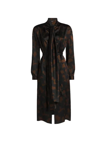 Rochie midi Kiton cu imagine cu imprimeu abstract negru