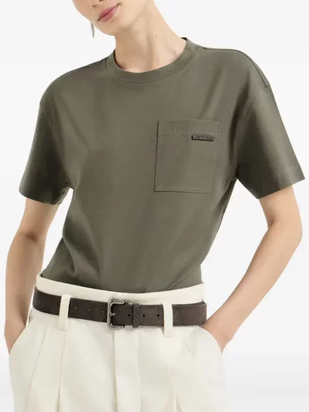 Tricou Brunello Cucinelli din jerseu verde