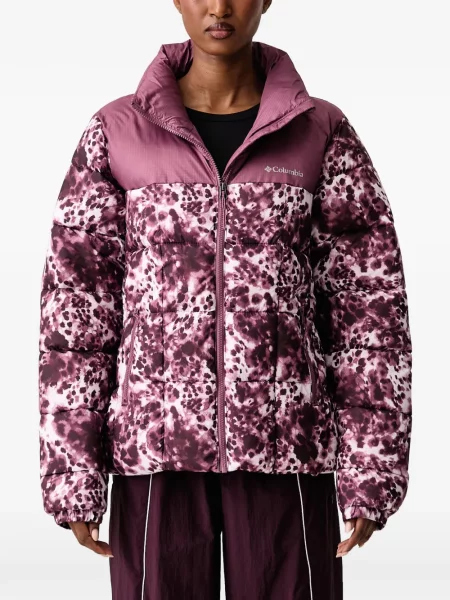 Geacă cu puf Columbia cu imagine cu model leopard violet