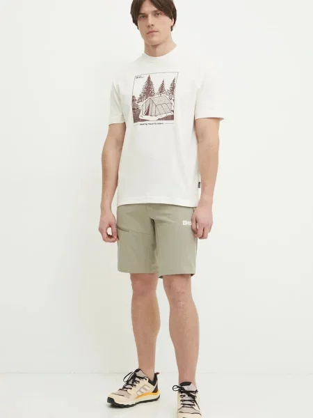 Jack Wolfskin szorty outdoorowe Pico Trail beżowy zielone