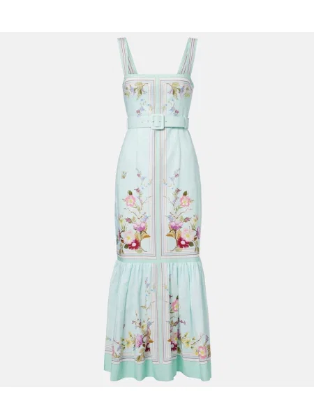 Rochie midi Self-portrait de in cu model floral albastru