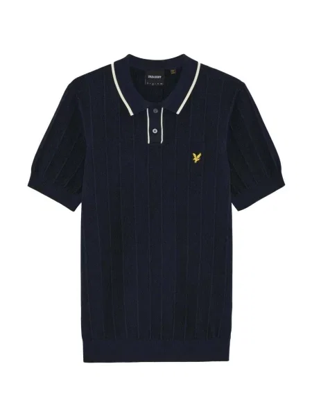 Tricou polo Lyle & Scott tricotate albastru