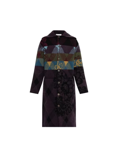 Długi kardigan Dries Van Noten wełniany fioletowy