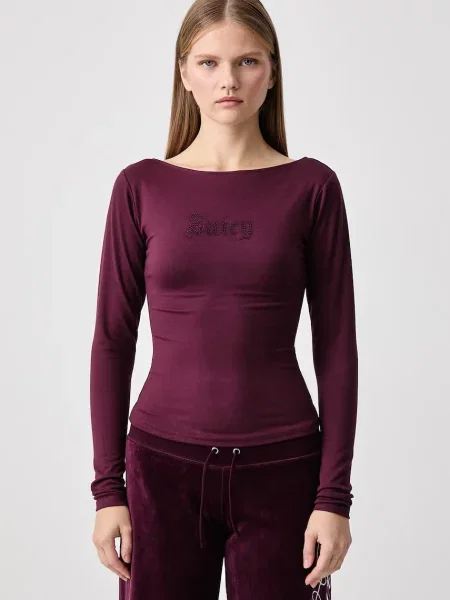 Juicy Couture longsleeve z modalem MIA BOAT NECK