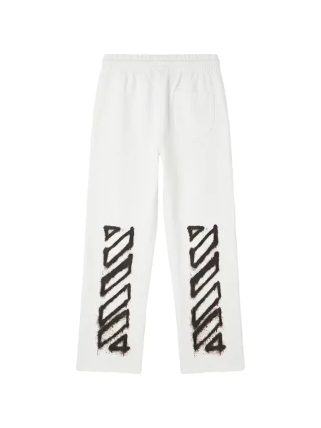 Pantaloni Off-white cu imagine alergare cu cordon alb