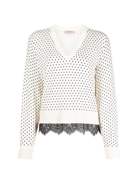 Sweter Twinset z nadrukiem beżowy