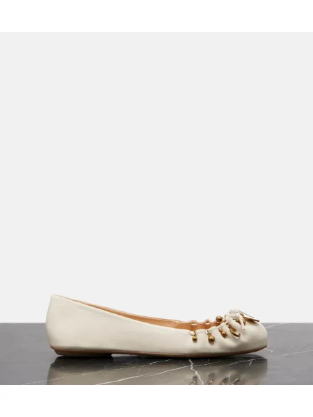 Balerini Chloé din piele alb