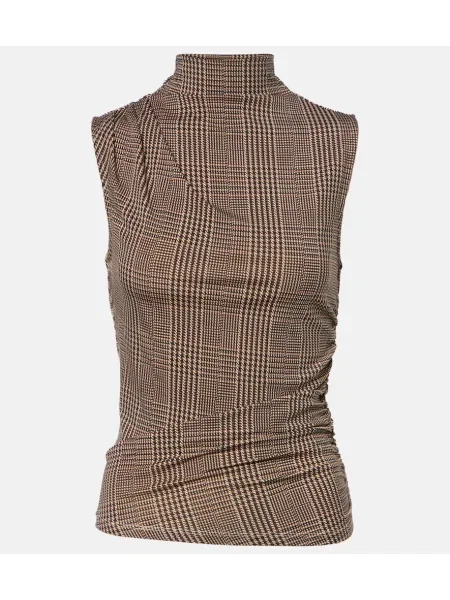 Top Veronica Beard w pepitkę z dżerseju beżowy