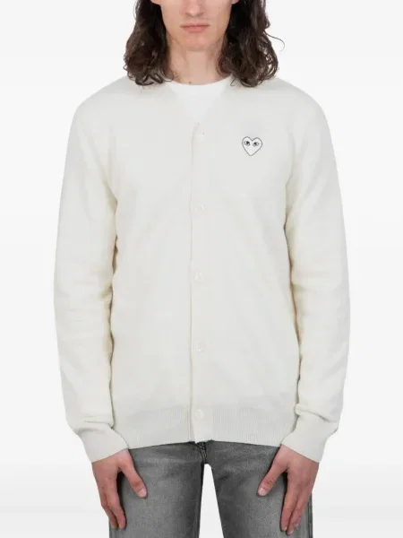 Cardigan Comme Des Garçons Homme cu motiv cu inimi alb