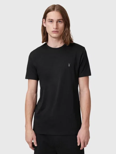 AllSaints Majica TONIC pegasto siva / črna bela