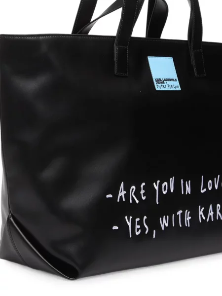 Шопинг чанта Karl Lagerfeld Jeans с автограф черно