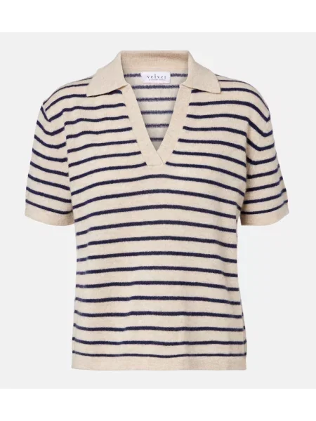 Pulover Velvet din cașmir cu dungi bej