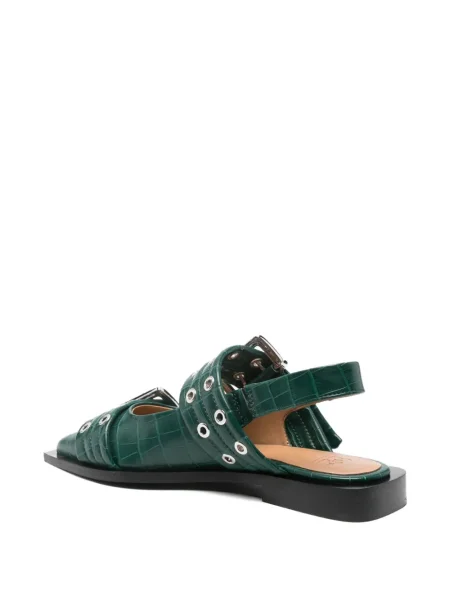 Pantofi cu toc Ganni fără toc cu cataramă verde