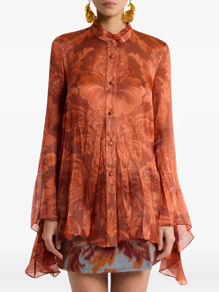 Cămașă Etro cu model floral cu imagine plisată roșu