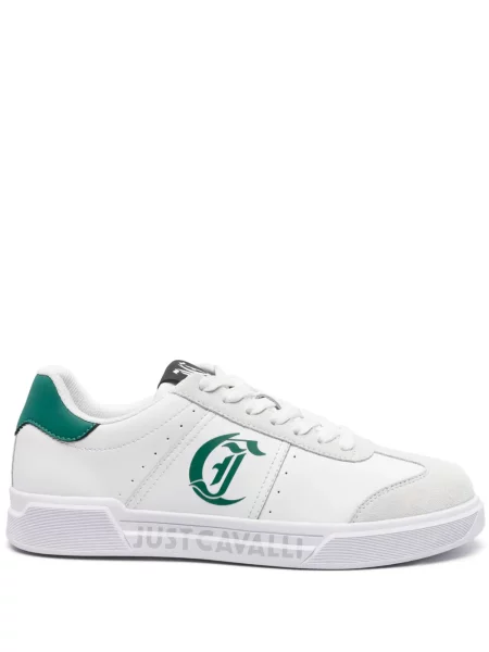Sneakerși Just Cavalli din piele cu imagine alb