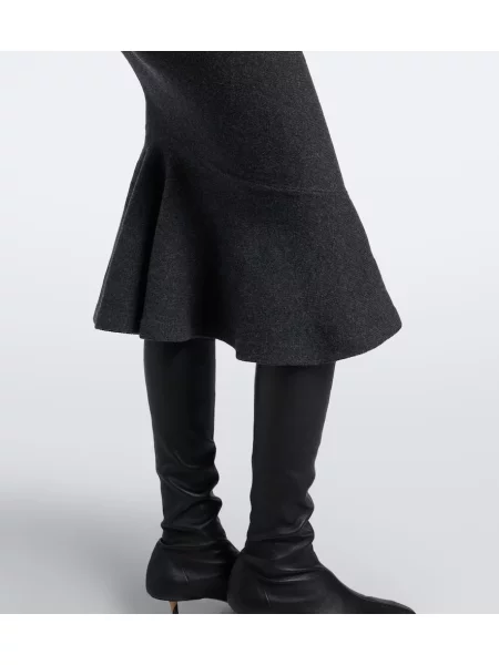 Fustă midi Jacquemus de lână gri