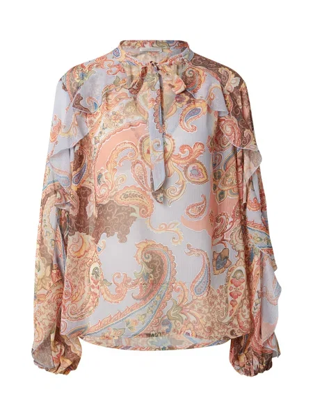 GUESS Bluza temno rjava oliva / korala siva