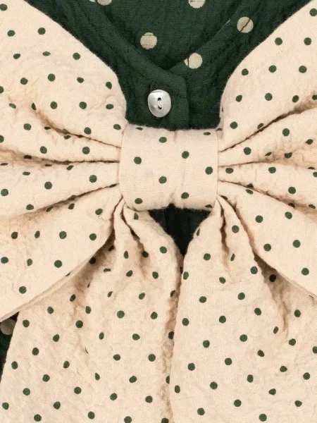 Konges Sløjd разкроена рокля от с ELIN LS BOW DRESS GOTS зелено
