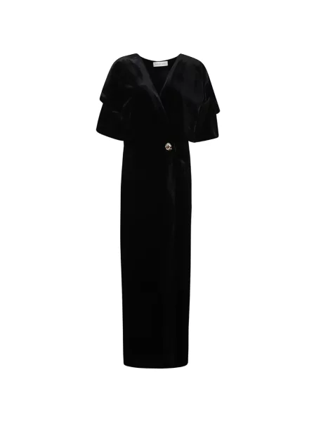 Rochie maxi Raquel Diniz de catifea plic negru