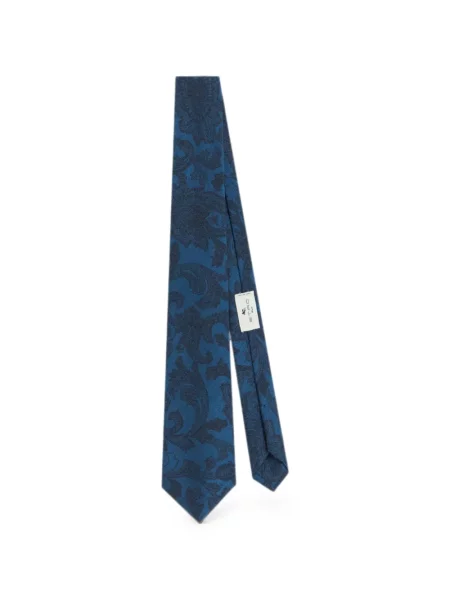 Cravată Etro cu model floral din jacard albastru