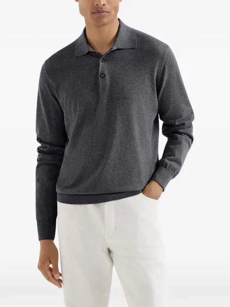 Ușor tricou polo Brunello Cucinelli gri