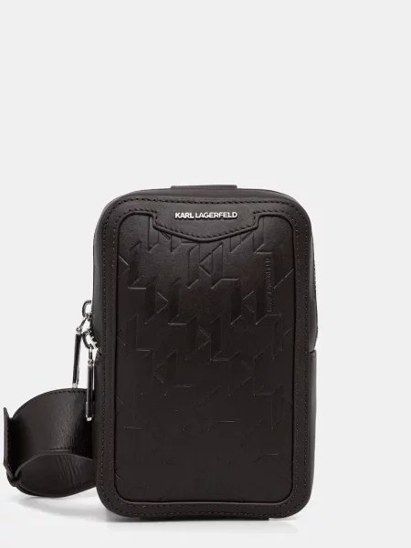 Usnjena torbica za okoli pasu Karl Lagerfeld K/LOOM rjava