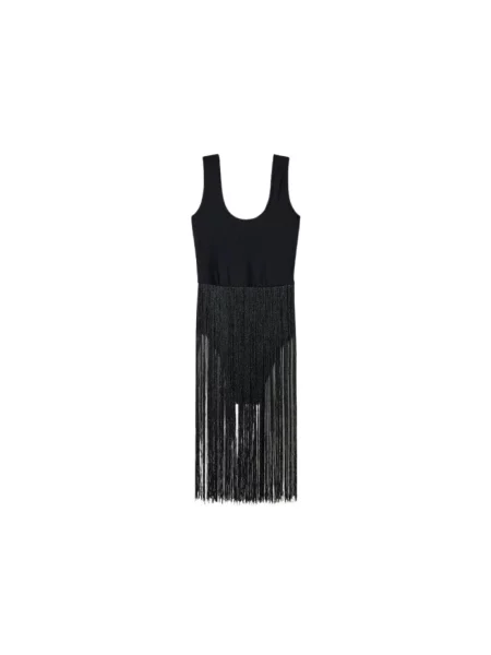 Body Twinset z frędzli czarny