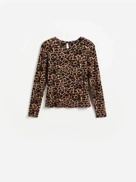 Reserved Bluză cu imprimeu leopard multicolor