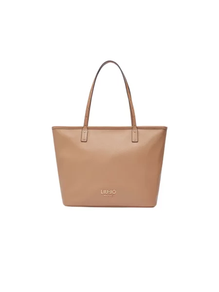 Torba tote z aplikacją z logo model ‘Evrim’ Liu Jo White brązowa