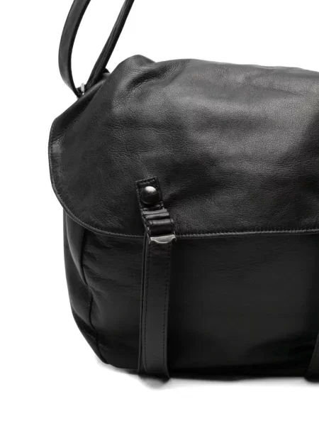 Kožená shopper kabelka Yohji Yamamoto s přezkou černá