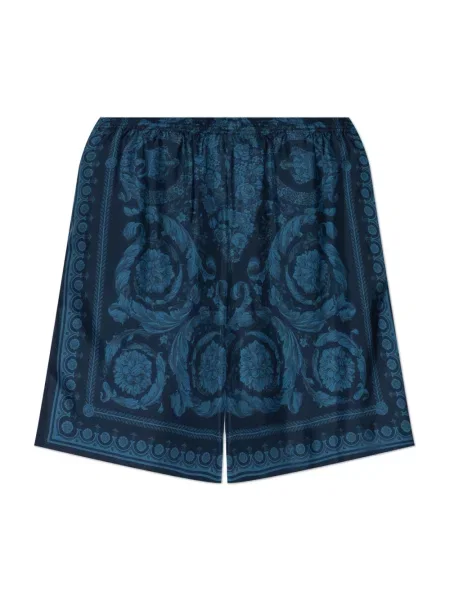 Jedwabne krótkie szorty Versace niebieskie