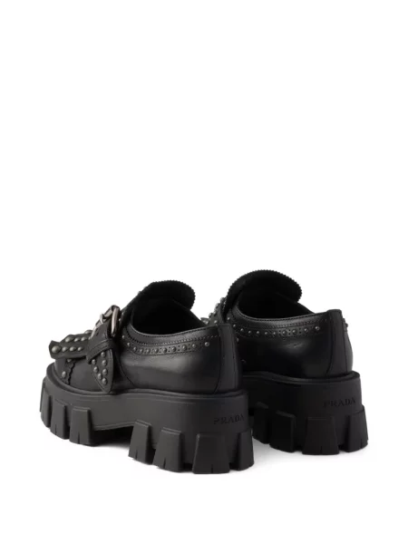 Kožne loaferice Prada crna
