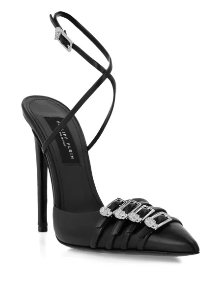 Pantofi cu toc Philipp Plein cu cataramă negru