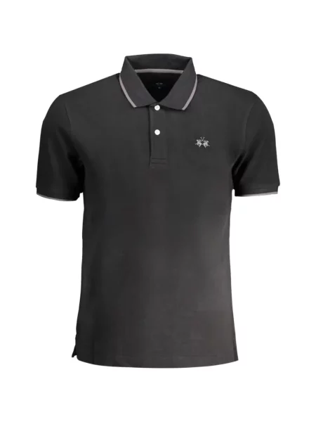Tricou polo La Martina cu broderie negru