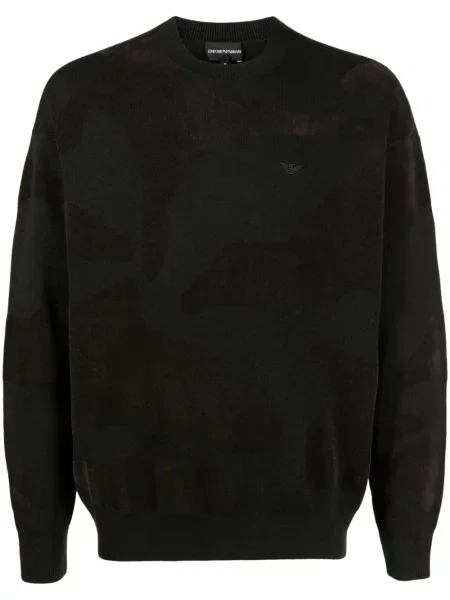 Pulover Emporio Armani cu broderie cu model camuflaj verde