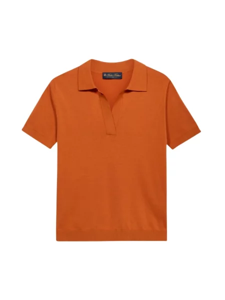 Dzianinowy sweter Brooks Brothers z kołnierzem pomarańczowy