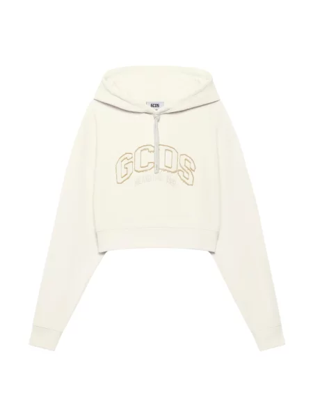Bluza z kapturem Gcds z logo o skróconej długości biała