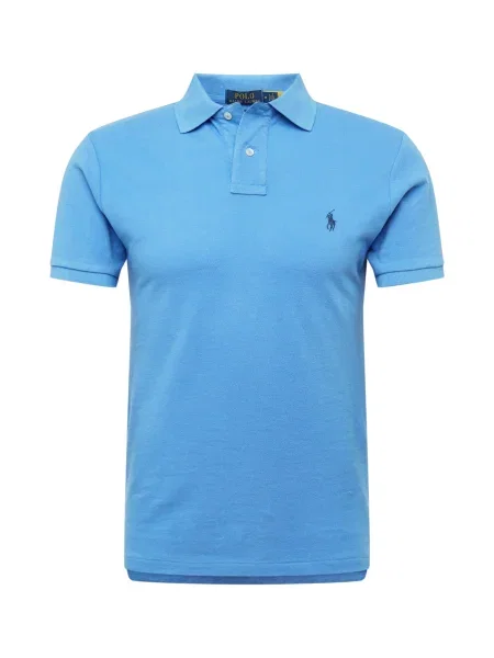 Tricou polo Polo Ralph Lauren cu autograf plasă albastru