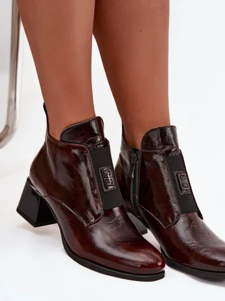 Kožené lakované členkové čižmy Zazoo čierna