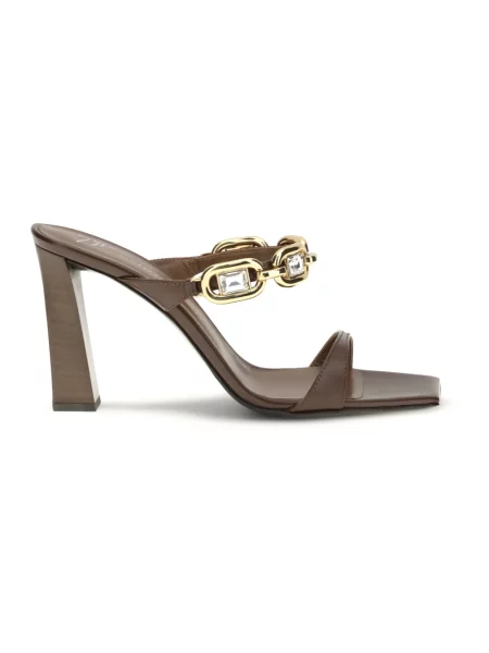Klapki Giuseppe Zanotti skórzane brązowe