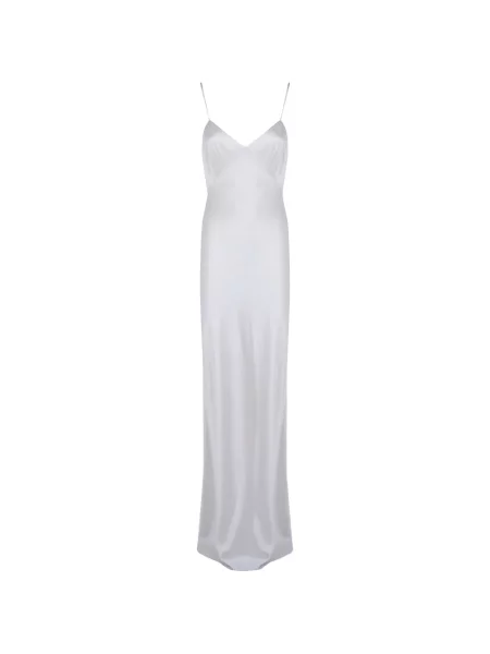 Rochie maxi Max Mara din satin cu bretele alb