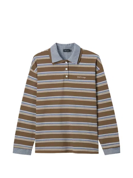 Kołnierzykowy top Tout A Coup w paski brązowy