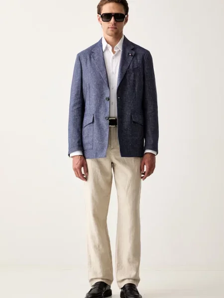 Tommy Hilfiger enoredni suknjič z lanom modra